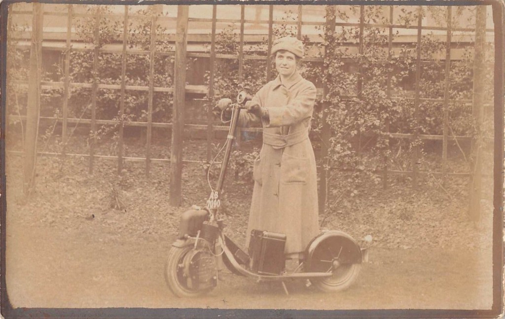 People-Postcard-Lady-Lady-On-Antique-Scooter-Petrol